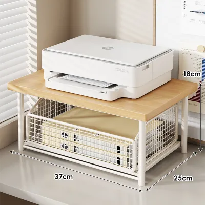 LINJIAXIAOZI | Desktop Storage Rack with Drawer Small Double Layer Printer Shelf