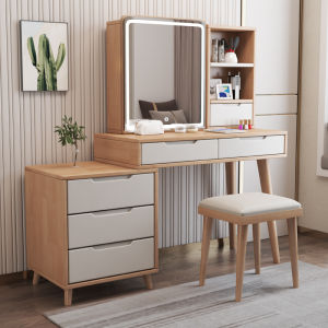 Scandinavian Solid Wood Dressing Table Smart Mirror New Arrival Makeup Table Bedroom Modern Minimalist Storage Cabinet Integrated Dresser