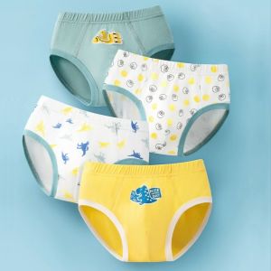 ชุดกางเกงในผ้าฝ้ายแท้ลายการ์ตูนสำหรับเด็กชาย 4 ชิ้น ไซส์ M-3XL วัสดุคุณภาพสูง