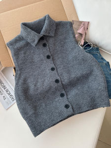 MANMI | Áo Vest Knit Phong Cách Thư Giản Màu Xám