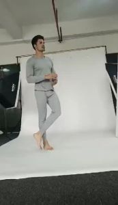 Falimottype)Size L-4XL Mens Cotton Tops and Pants Set Plush Thermal Innerwear & Underwear Set Autumn and Winter Clothes