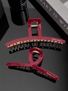 กิ๊บติดผมทรงฉลามอะซิเตทสีแดงวินเทจ กิ๊บติดผมสำหรับผู้หญิง 2024 ใหม่ล่าสุด กิ๊บติดผมหนา ทรงหางม้า สไตล์เกาหลี แฟชั่น