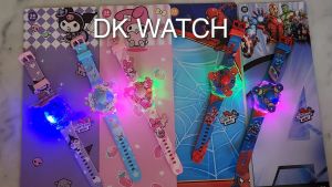 [DK] JAM TANGAN ANAK MUSIK LAMPU TOGGLE SPIN ROTATION KUROMI MY MELODY SANRIO KARAKTER LENGKAP 638
