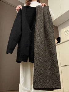 High Waist Leopard Print Pants Womens American Style Autumn Casual Straight Leg Pants Slimming Drapey High-End Laid-back Style