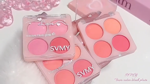 Natural Look Cheeks 4 Colors Matte Blush Palette Waterproof Long-Lasting Blush Pressed Powder Rouge Cream Shimmer Matte