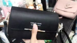 DOMPET SELEMPANG HP WANITA PESTA KULIT HITAM MANTLE WA226B5 IMPORT BATAM MURAH KEKINIAN KOREA REMAJA