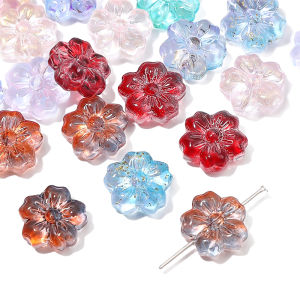 ลูกปัดดอกซากุระแก้วคริสตัลสีสันสดใส14มม. 10ชิ้นเสน่ห์สำหรับงานหัตถกรรมเครื่องประดับต่างหูสร้อยคอสร้อยข้อมือแบบทำมือ