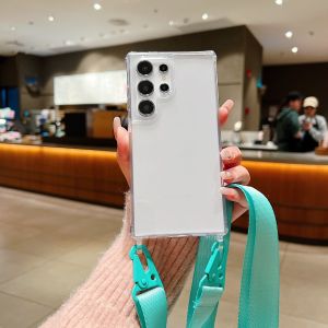 Ốp Điện Thoại Silicon Trong Suốt Chống Sốc Dây Đeo Chéo Dây Đeo Cổ Cho Samsung Galaxy S25 Ultra S24 S23 S22 Plus S21 S20 FE 5G