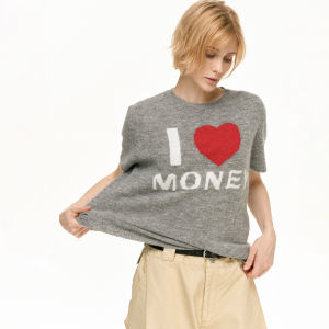 MADWITCH | Retro American Heart Design Loose Wool Blend T-Shirt