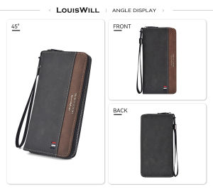LouisWill Fashion Mens Wallet Long Wallet Soft PU Wallet Multi-Functional Wallet Retro Pattern Large Capacity Purse Multi-Card Position ID Credit Cards Holders Phone Bag Business Wallets Long Zipper Wallet