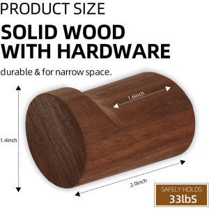 Simple Wooden Slanting Wall Mounted Hooks 6 Pieces