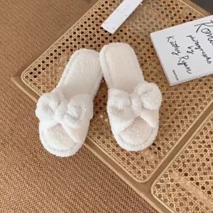 Xixitiao mùa thu mùa đông thời trang mới chống trượt trong nhà nhà sử dụng dép bằng vải nhung lông phong cách công chúa dễ thương nữ tính bông dép cho cô gái
