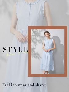 7.Modifier | Đầm Dài Không T Tay Có Dây Nịt Viền Xếp Ly