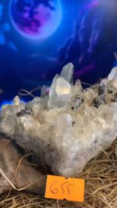 ổ đá Thạch Anh tự nhiên lắp lánh cộng sinh Tourmaline dày đặc năng lượng vũ trụ mạnh mẽ 655