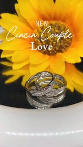 TINO TINO Cincin Couple Permata Love Q110 Wedding Ring Solitaire Permata Zirkonia Premium