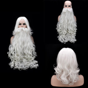 Santa Claus Beard - Full Range of High White Beard for Old Men - Christmas Long Curly Wig Beard - Spot Delivery (Normal Shipment)