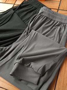 Ice Silk Quick Dry Loose Fit Mens Summer Casual Pants Mesh Fabric Comfortable Breathable Fashion Urban Style Straight Leg Trousers