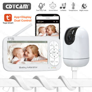 5" WiFi Baby Monitor 4x Zoom PTZ Cam Tuya APP+monitor Dual Control Electronic Baby Sitter Two Way Audio Night Vision Babyphone