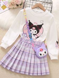 Childrens Outfit Set Kuromi Girls Skirt Cool Romani Lujunni Clothes Spring Autumn Cotton Polyester Love Expression