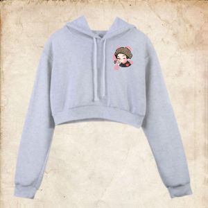 SWEATER CROP HOODIE ANAK PEREMPUAN USIA 1-12 TAHUN BTS V ABU