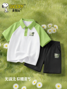 Snoopy | Bộ Áo Polo Mùa Hè và Quần Short Bông cho Bé Trai