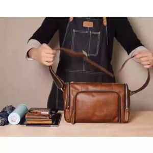 Vintage Tas Selempang Pria Mewah/Tas Bahu Kulit Sapi Asli