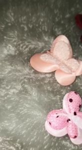 Patch Boneka kodok pink gliter plus pita pink satin dekorasi souvenir