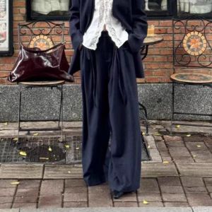 VKSOD | Lace Vest Suit Set Navy Ribbon Blazer