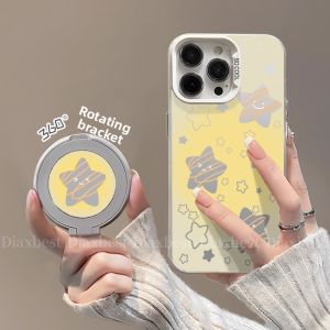 Oppo Reno14 Star Hollow out Rotating Stand Phone Case Full Cover Womens Style Silver Color Hard Shell Protective Cover