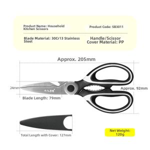 SHI BA ZI ZUO | Stainless Steel Food Scissors For Roast Meat & Chicken Bones Household Strong