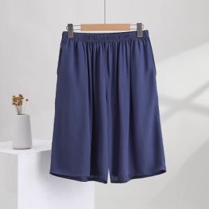 Mens Summer Cotton Silk Air Conditioned Shorts Beach Pants Casual Loose Breathable Thin Sleepwear Home Outdoor Wear