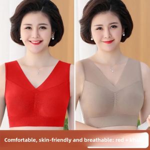Sports Bra Vest Style Thin Womens Underwear No Steel Ring Seamless Moms Bra Large Chest Appears Small Gathered Bra