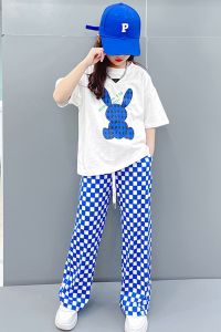 S01-24 Setelan baju kaos Rabbit dan celana panjang anak perempuan import