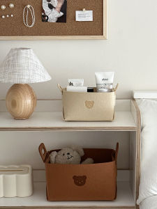 Large Capacity Foldable Bear Fabric Storage Box Desktop Organizer Cosmetic Storage Basket Cartoon Cute Bear Foldable Basket
