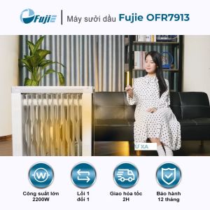Máy Sưởi Dầu Điện Không Khô Da 2200W Điều Khiển Từ Xa Công Nghệ An Toàn Tiết Kiệm Điện - FUJIE