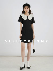 Short Sleeve Mini Dress for Petite Women French Style Summer Office A-Line