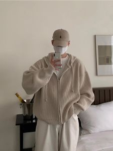 Áo Len Cardigan Dệt Kim Rộng Rãi Cho Nam Phong Cách Hàn Quốc Mùa Thu Áo Khoác Ngoài Có Thể Lót Lót Nhiều Lớp Áo Khoác Ngoài