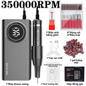 Máy Mài Móng Chuyên Nghiệp Cầm Tay 35000 Vòng/phút Không Dây Điện Sạc Lại Được Dùng Cho Móng Acrylic Gel Làm Móng