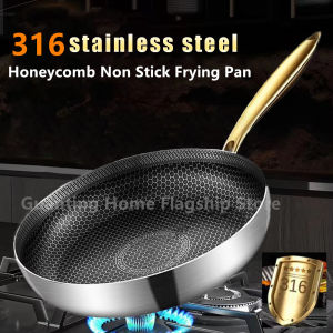 316 Stainless Steel Frying Pan Wok Non-stick Honeycomb Pot Home Steak skillet Gas Stove Induction Saucepan Kitchen Cookware 30cm