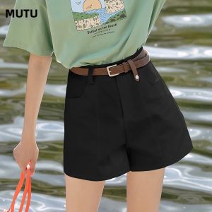 Quần short MUTU Bermuda lưng cao dáng rộng phong cách công sở