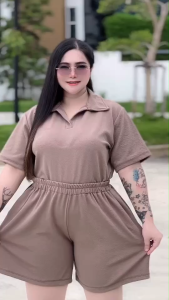 C17 ชุดเซตโปโล-ขาสั้น ใส่สบายผ้าเกาหลีนิ่มเหมาะสำหรับสาวอวบ