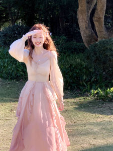 Elegant Princess Escape Ruffle Sleeveless Long Dress Set Women Summer 2025 New Gentle Fairy Tale Two-Piece Suit Korean Style