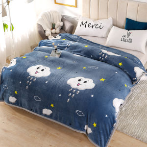 Flannel Blanket Single Double Size Sofa Covering Air Conditioner Office Shoulder Wrap Nap Blanket Plush Soft Polyester Fiber