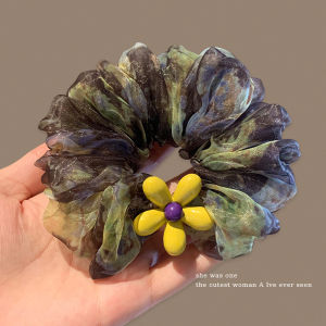 NING ZHOU | Elegant Yellow Flower Hair Scrunchie Accessory
