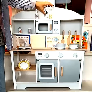 ZETA Wooden Japanese White Kitchen Dress up Game Cooking Childrens play House Cooking simulation kitchen