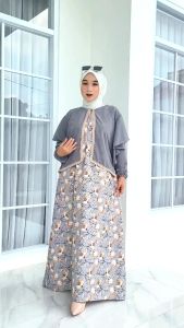 Aulia Dress Gamis motif bahan Shakila mix Ceruty Renda
