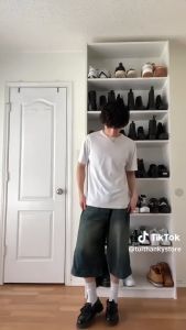 Quần sọt short jean nam nữ chất bò lửng ống rộng dài 70cm phong cách hot trend 2024 - Dubai Fashion