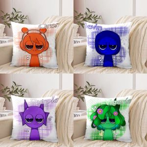 ปลอกหมอนอิงตุ๊กตาเกมส์สปรังค์ การ์ตูน ลายดนตรี ปลอกหมอนเด็กทรงสี่เหลี่ยม PP ผ้าฝ้าย ใยสังเคราะห์ ถอดซักได้