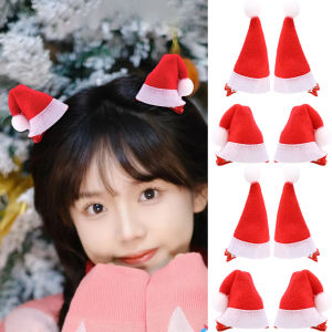 Christmas Series Hair Clips Santa Hat Hair Grips Barrettes Hairpins with Alligator Clip Red Mini Hat Party Hair Accessories