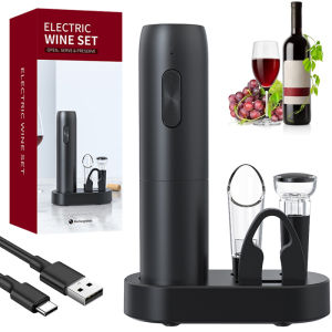 Electric Wine Bottle Opener Automatic Red Wine Corkscrew Rechargeable Wine Opener with Charging Base Wine Lover Kitchen Gadgets